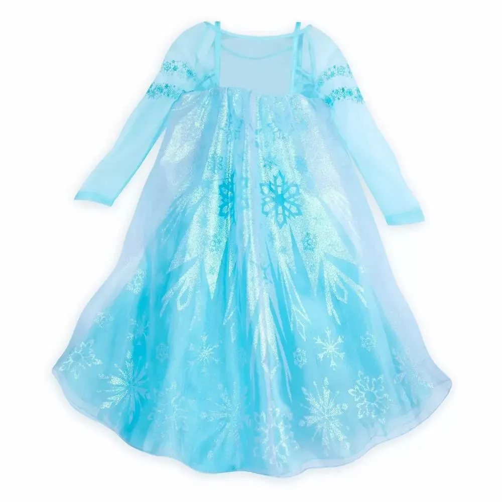 Disney Store Frozen Princess Elsa Costume Dress Girls Size 9/10 Gown Halloween
